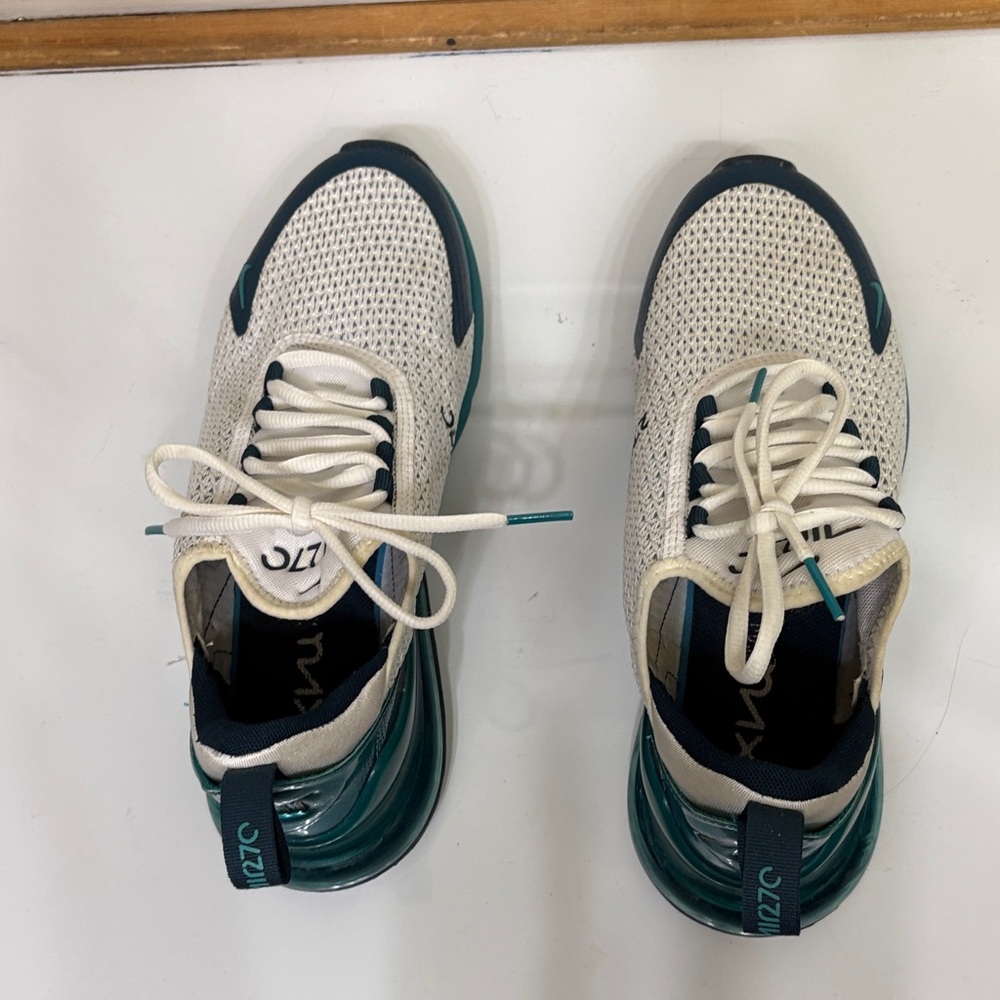 Nike White and Teal Air Max 270 Sneakers - Picture 6 of 10
